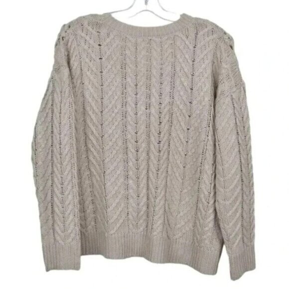 Heartloom Sweater Cable Knit  Braided Cream Oatmeal Oversit Small - Picture 4 of 12